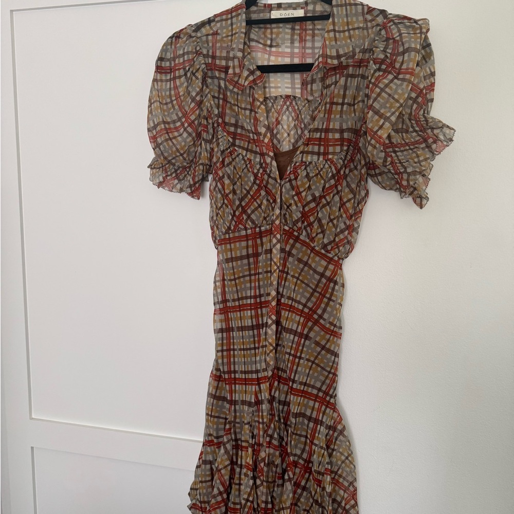DOEN Plaid Ruffle Dress